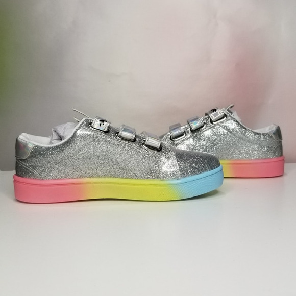 Big Girls Light Up Ombre Unicorn Sneakers Size 2 Silver Brand New - Picture 3 of 10